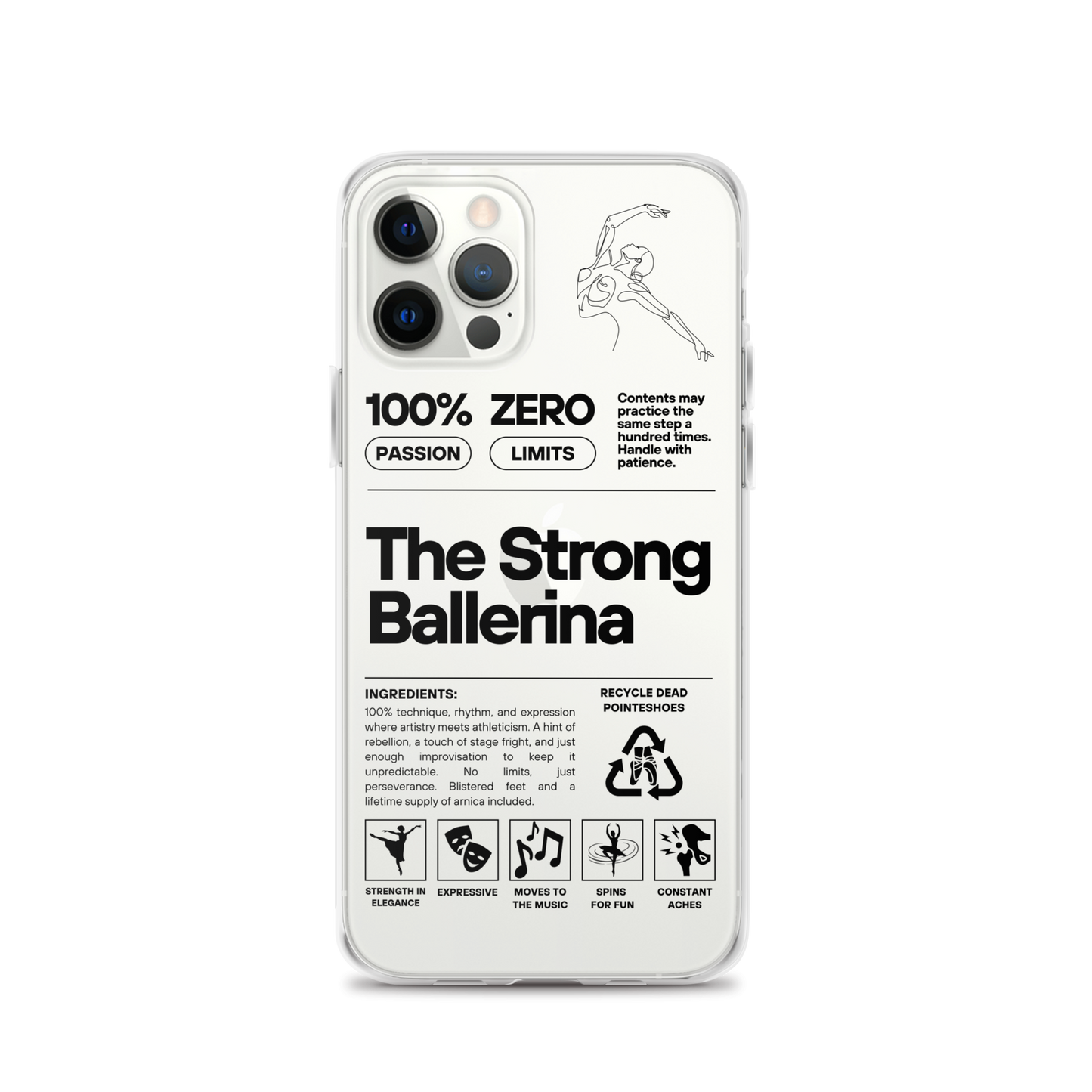 The Strong Ballerina – Clear Case for iPhone® (iPhone 12 mini, iPhone 12 Pro Max, iPhone 12 Pro, iPhone 12, iPhone 13 mini, iPhone 13 Pro Max, iPhone 13