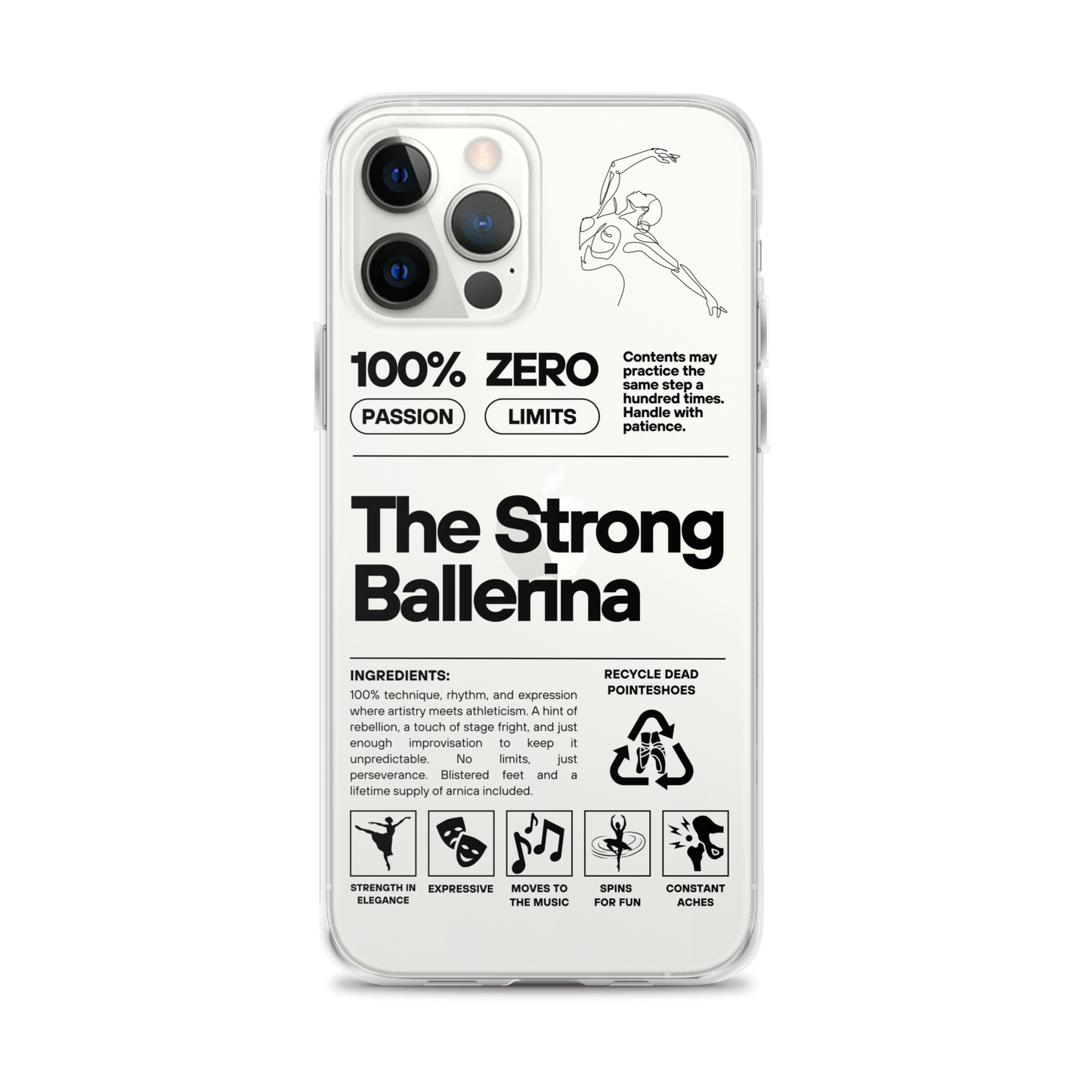 The Strong Ballerina – Clear Case for iPhone® (iPhone 12 mini, iPhone 12 Pro Max, iPhone 12 Pro, iPhone 12, iPhone 13 mini, iPhone 13 Pro Max, iPhone 13