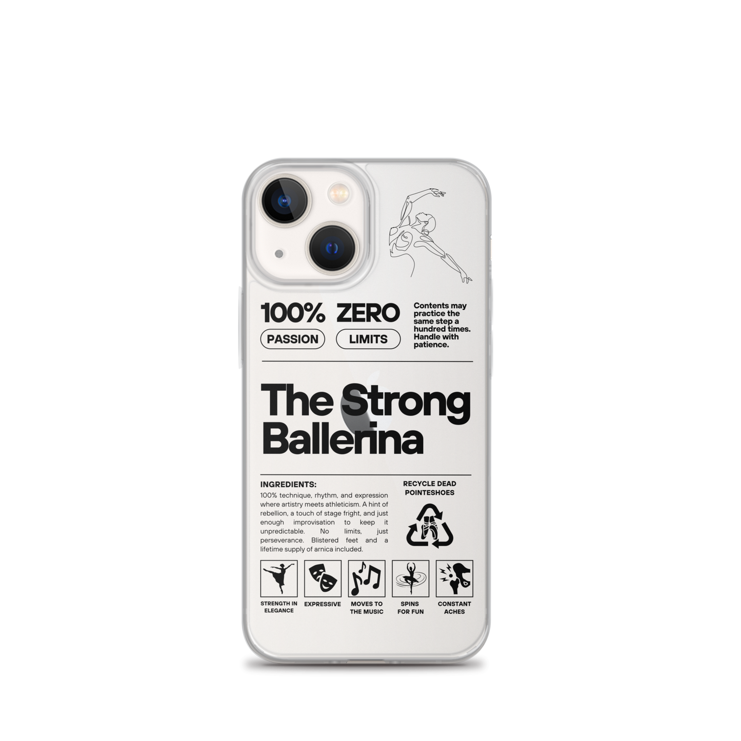 The Strong Ballerina – Clear Case for iPhone® (iPhone 12 mini, iPhone 12 Pro Max, iPhone 12 Pro, iPhone 12, iPhone 13 mini, iPhone 13 Pro Max, iPhone 13