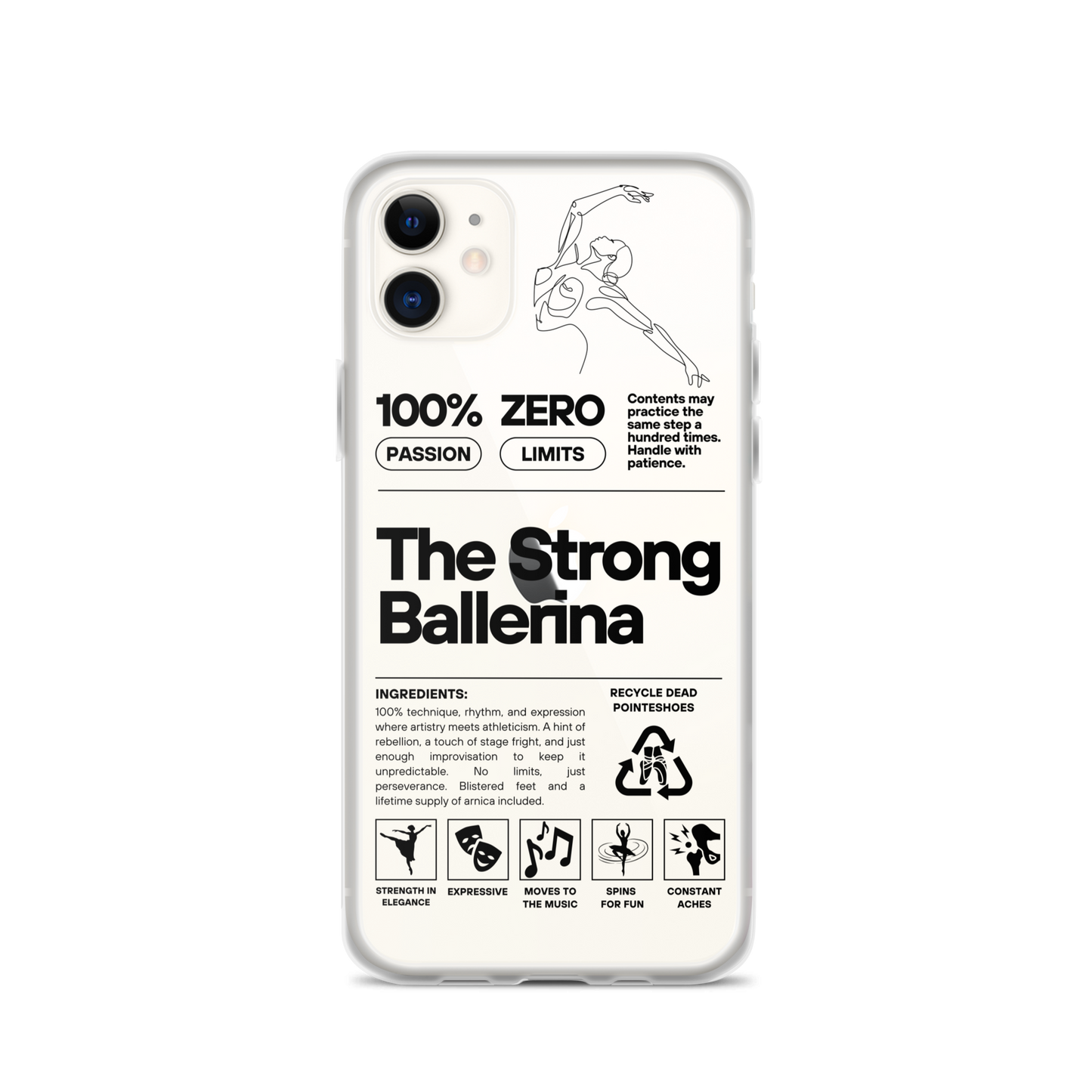 The Strong Ballerina – Clear Case for iPhone® (iPhone 11 Pro Max, iPhone 11, iPhone 7/8, iPhone SE, iPhone X/XS, iPhone XR)