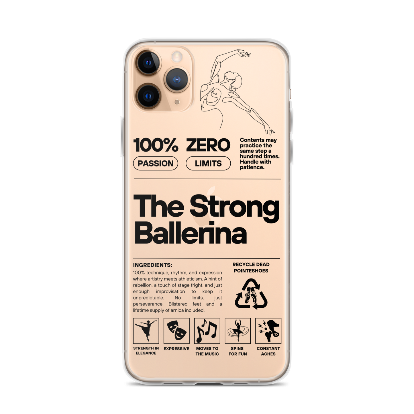 The Strong Ballerina – Clear Case for iPhone® (iPhone 11 Pro Max, iPhone 11, iPhone 7/8, iPhone SE, iPhone X/XS, iPhone XR)