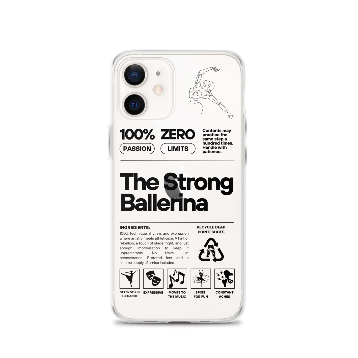 The Strong Ballerina – Clear Case for iPhone® (iPhone 12 mini, iPhone 12 Pro Max, iPhone 12 Pro, iPhone 12, iPhone 13 mini, iPhone 13 Pro Max, iPhone 13