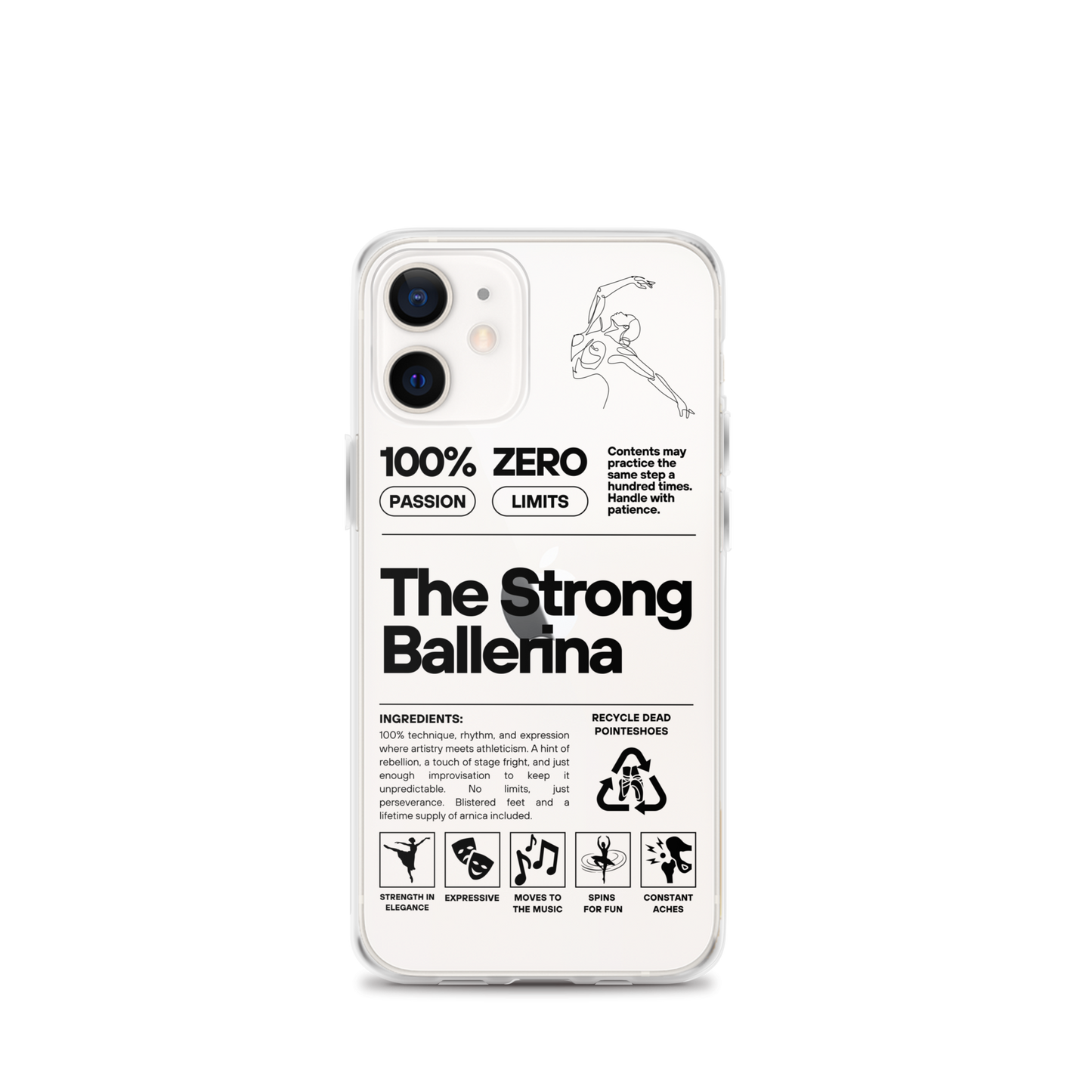 The Strong Ballerina – Clear Case for iPhone® (iPhone 12 mini, iPhone 12 Pro Max, iPhone 12 Pro, iPhone 12, iPhone 13 mini, iPhone 13 Pro Max, iPhone 13