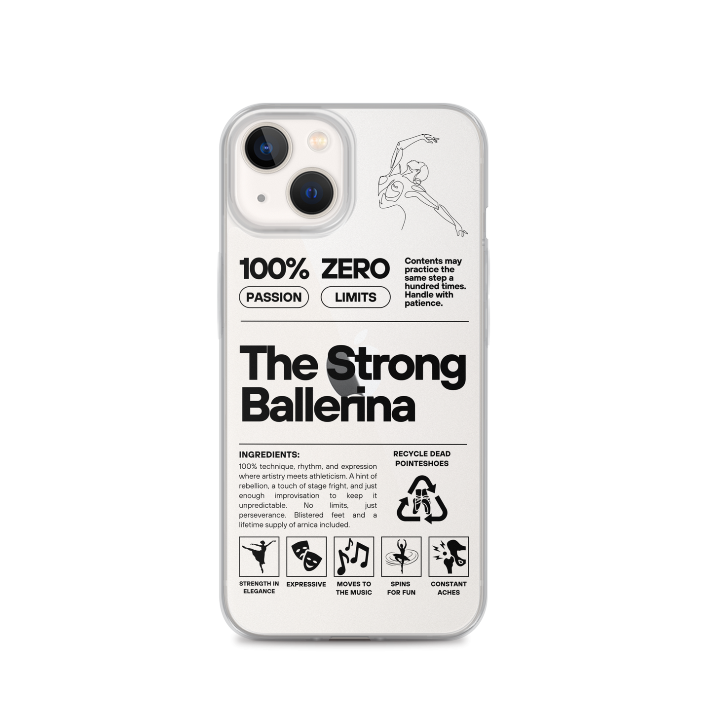 The Strong Ballerina – Clear Case for iPhone® (iPhone 12 mini, iPhone 12 Pro Max, iPhone 12 Pro, iPhone 12, iPhone 13 mini, iPhone 13 Pro Max, iPhone 13